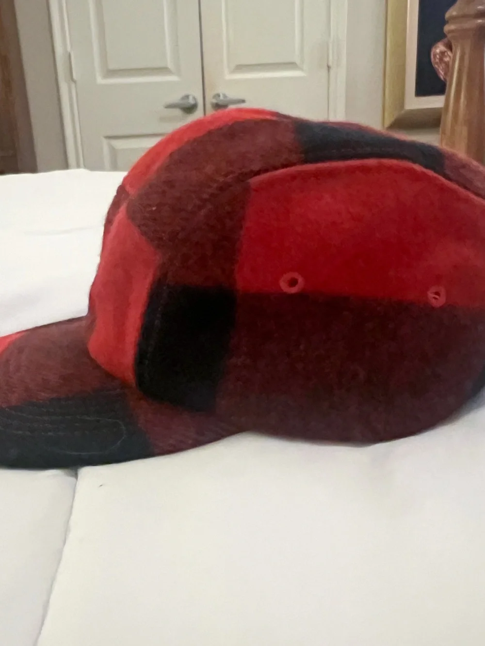 Filson Red and Black Buffalo Plaid Wool Cap